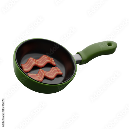 Canvastavla Bacon in a Frying Pan 3d illustration