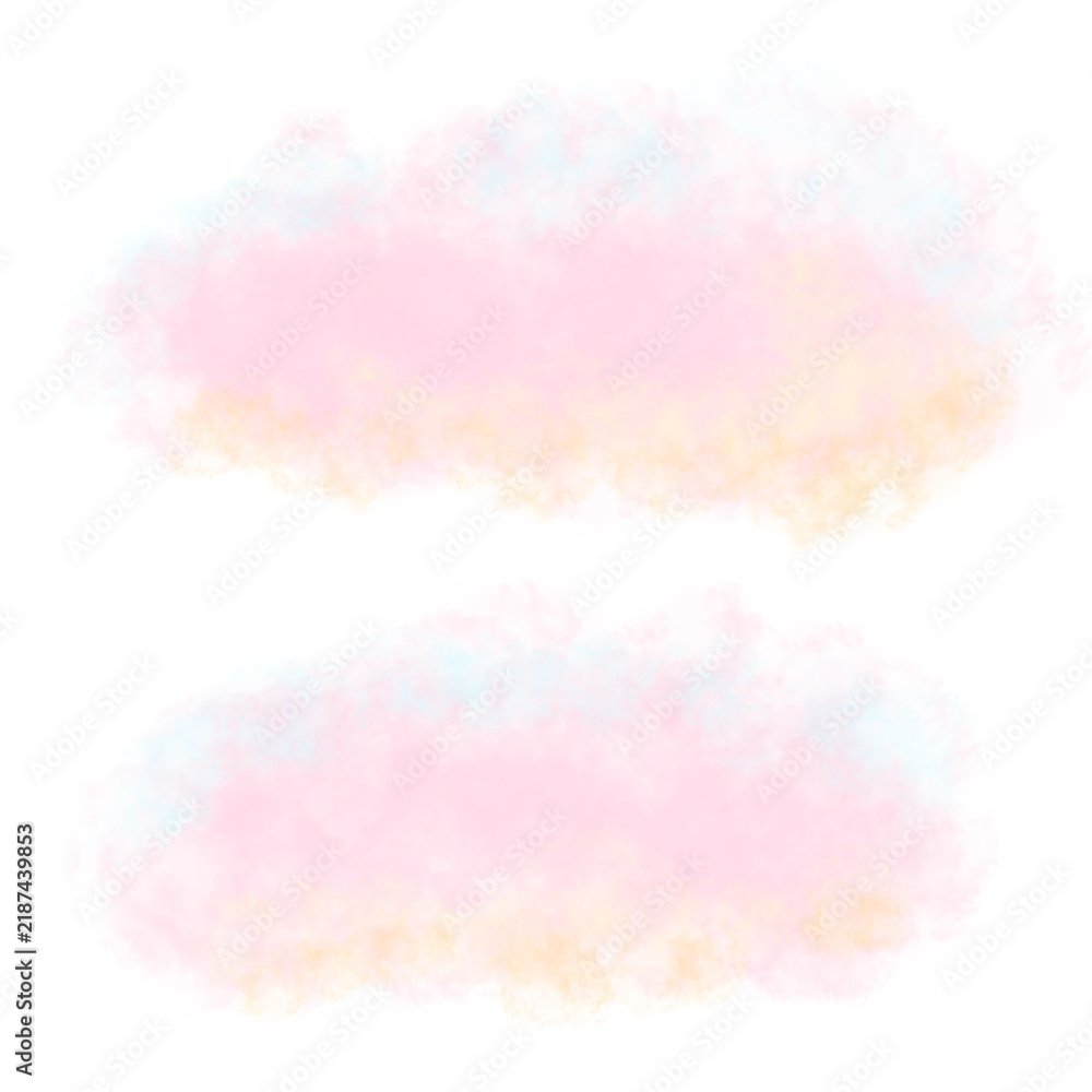 Fototapeta premium Pastel pink and blue fantasy cloud overlay clipart set isolated on transparent background