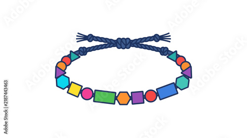 Colorful Geometric Bead Bracelet Isolated Transparent Background