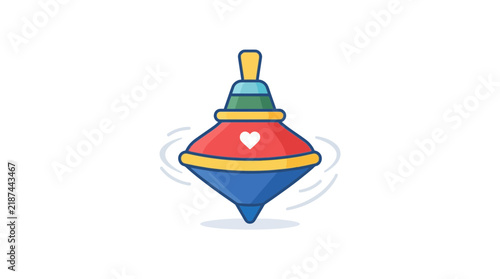 Colorful Spinning Top Toy Isolated on White Background