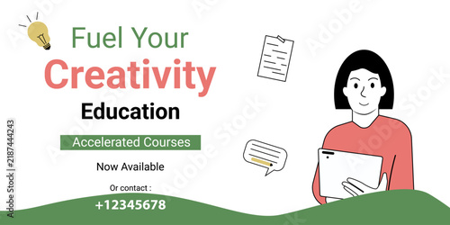 Educational banner for students. The concept of accelerated online learning to increase student engagement