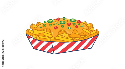 Cheesy Fries with Jalapenos Isolated Transparent Background Vector