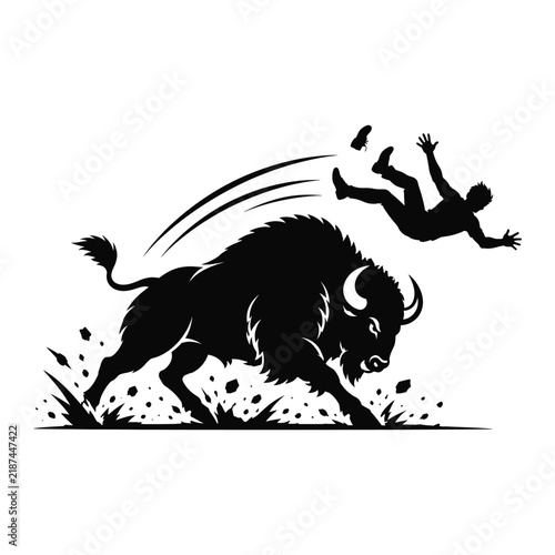 Charging Bison Tosses Rider