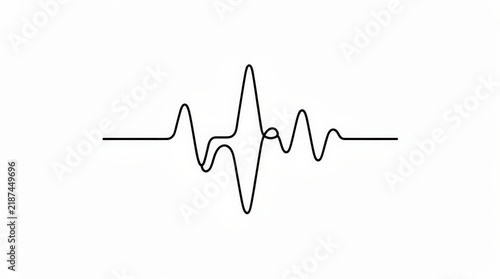 A simple black heartbeat line illustration on a white background, depicting a stylized electrocardiogram waveform.
