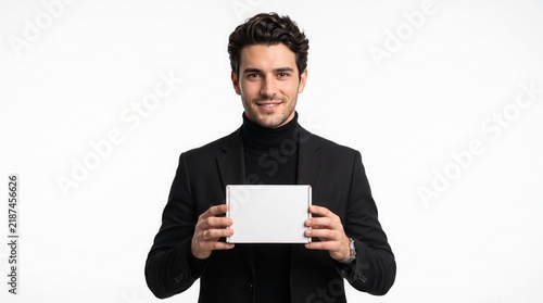 Man Holding Blank Product Box