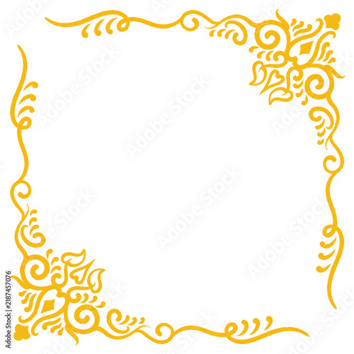 Elegant Gold Floral Corner Frame Vector Illustration, Luxury Vintage Decorative Border Design for Wedding Invitation and Certificate