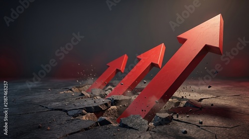 Red Arrows Break Through Ground Symbolizing Financial Growth
