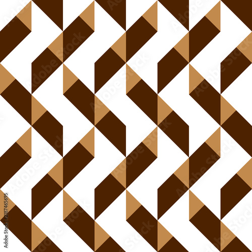 Seamless pattern with geometric motifs in three colors
