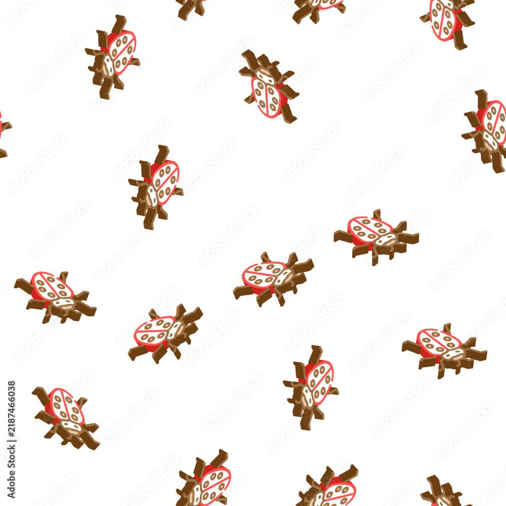 Fototapeta premium ladybug insect isometric seamless pattern. ladybug insect sign illustration