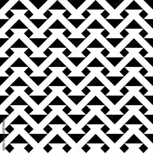 Seamless pattern with geometric motifs in black and white