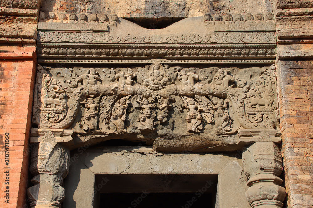Fototapeta premium ruined buddhist and hindu khmer temple (preah ko) in angkor in siem reap in cambodia 