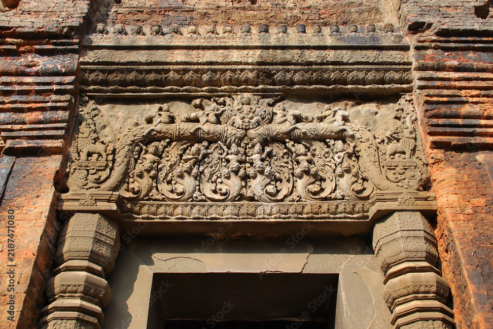 Fototapeta premium ruined buddhist and hindu khmer temple (preah ko) in angkor in siem reap in cambodia 