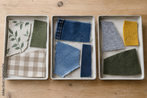 Plakat Textile offcuts sorted for reuse