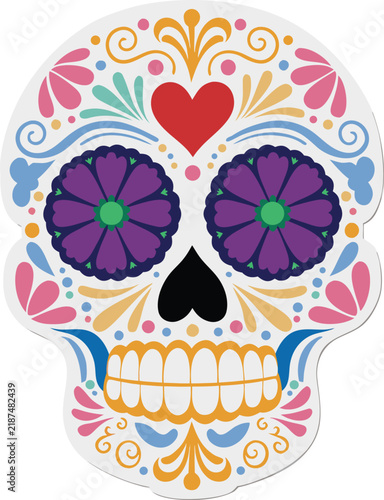 Mexican Sugar Skull Floral Vector Art for Halloween and Festival Design