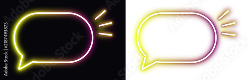 Neon speech bubble on black and transparent background