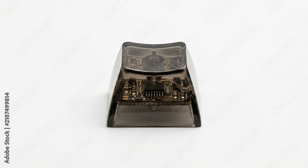 Fototapeta premium Transparent dark grey mechanical keyboard keycap.