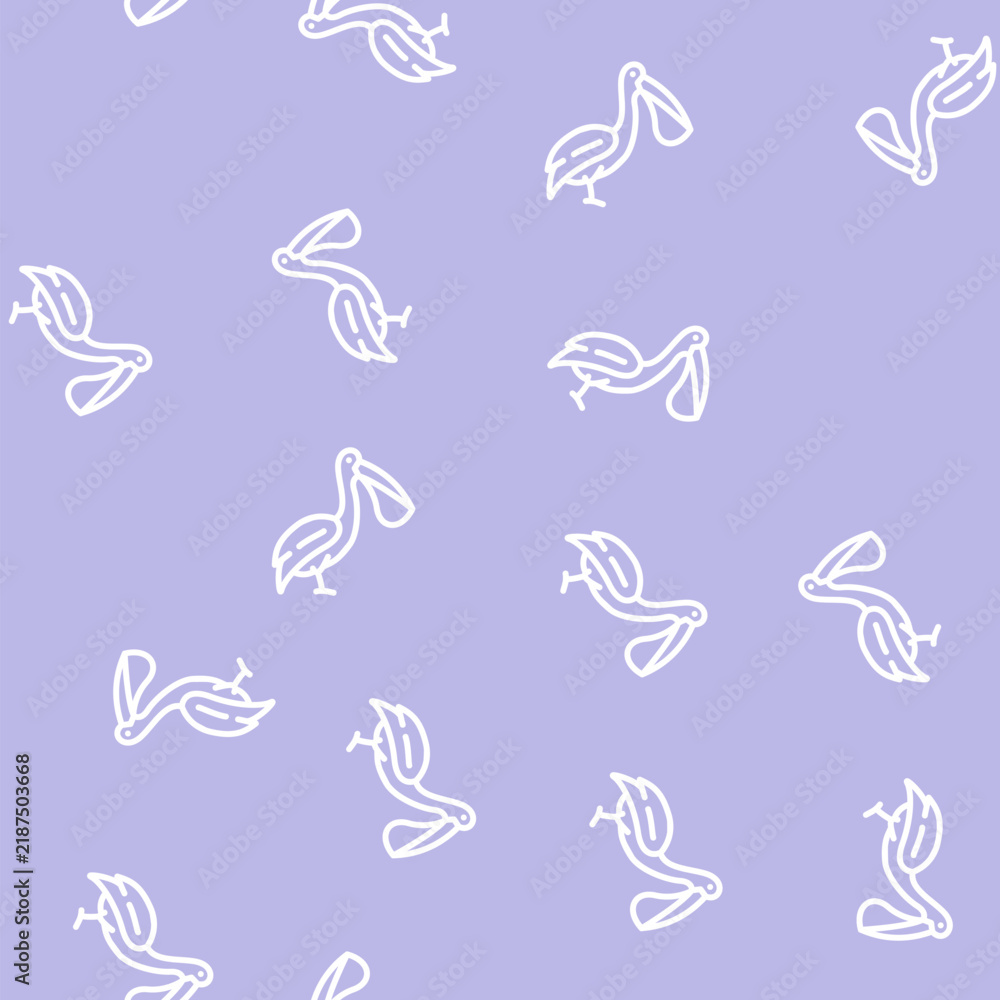 Obraz premium pelican bird line seamless pattern pelican bird thin line illustration