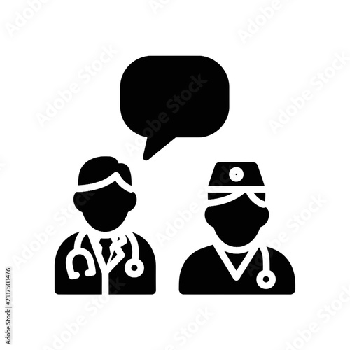 Medical Consultation Icon with Doctor and Nurse Talking