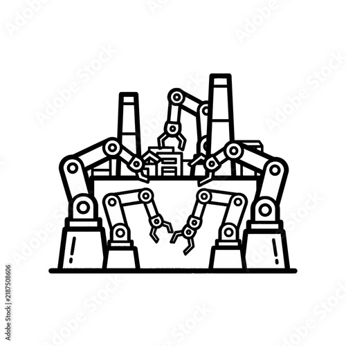 Industrial Robotic Automation and Manufacturing Plant Icon