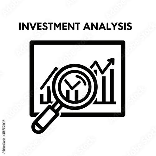 Investment Analysis Icon with Magnifying Glass and Financial Chart