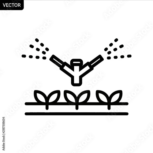 Irrigation Sprinkler System Icon for Farming and Gardening