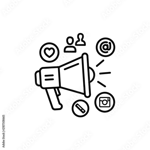 Marketing and Social Media Promotion Icon with Megaphone