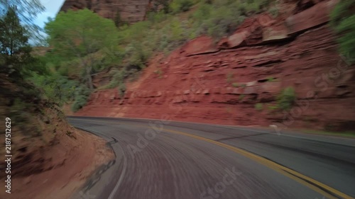 Driving Plate Zion National Park Mt Carmel Highway Southbound Multicam Set 24 Rear View Utah Southwest USA