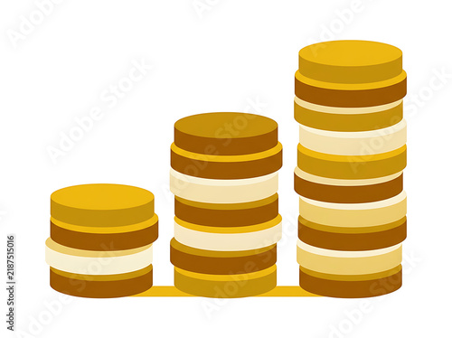 Colorful Stacked Coin Piles Increasing in Height with Transparent Background transparent background