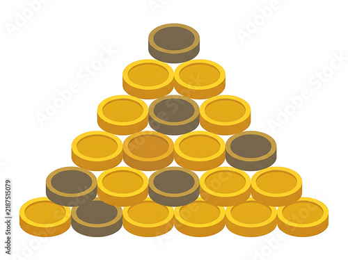 Stacked Golden and Brown Coin Pyramid Artistic Composition Design transparent background