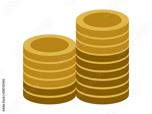 Two stacks of gold colored coin like cylindrical objects illustration transparent background