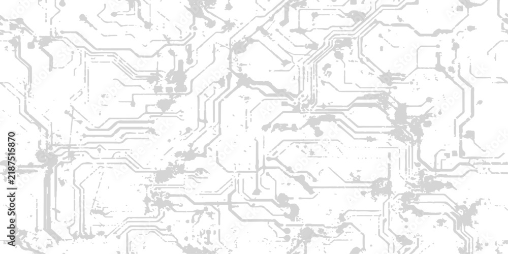 Fototapeta premium Circuit board pattern in grayscale with subtle distressed textures and clean lines for technology concepts