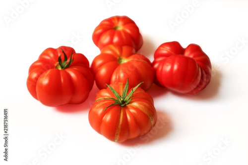 Fotografie Costoluto Genovese, a variety of Italian heirloom tomatoes known for its striking fluted shape and rich, tangy flavor