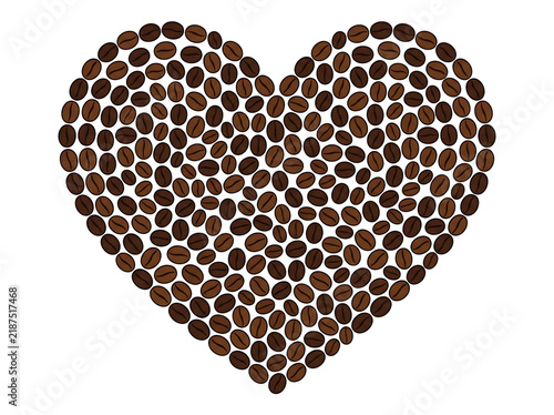 Coffee beans arranged creatively forming a heart shape design transparent background