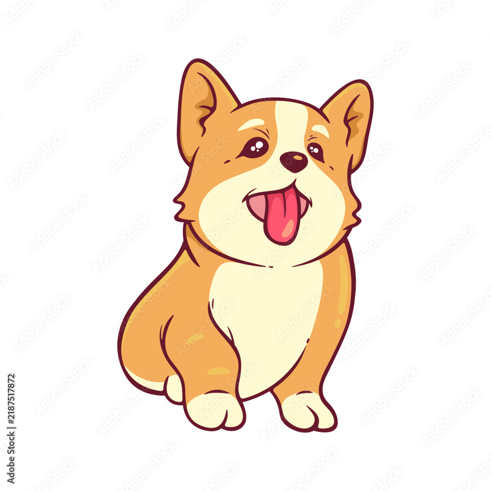 Fototapeta premium Happy corgi standing cartoon character
