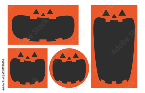 かわいいハロウィンのかぼちゃのベクターフレームイラストセット素材【文字なし】