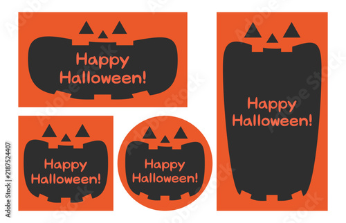 かわいいハロウィンのかぼちゃのベクターフレームイラストセット素材【文字あり】