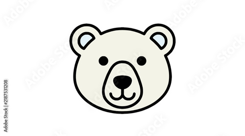 Polar bear face flat vector icon