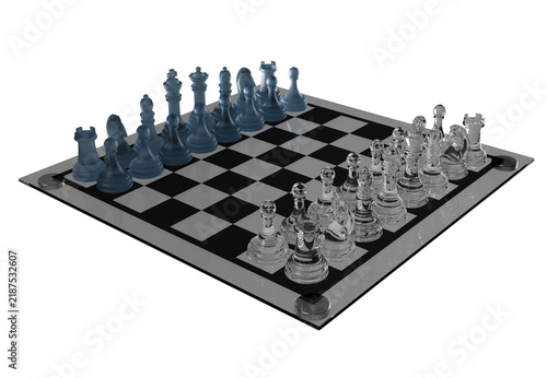 Glass Chess Set isolated on white