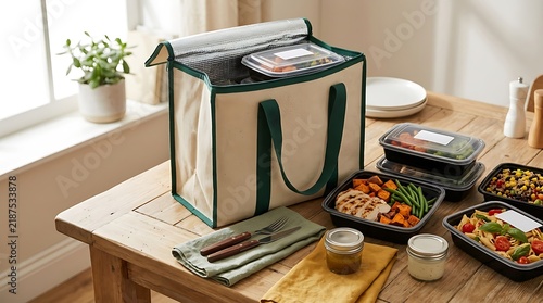 Healthy meal prep delivery, fresh nutritious food in reusable containers, convenient ready-to-eat meals for busy lifestyles, balanced diet solutions.