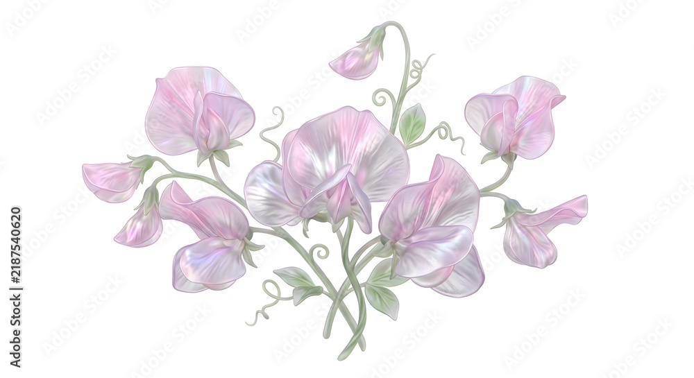 Fototapeta premium Pastel Sweet Pea Flower Bouquet Glass Sculpture