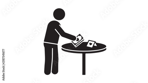 Donation box icon with person putting money inside vector illustration