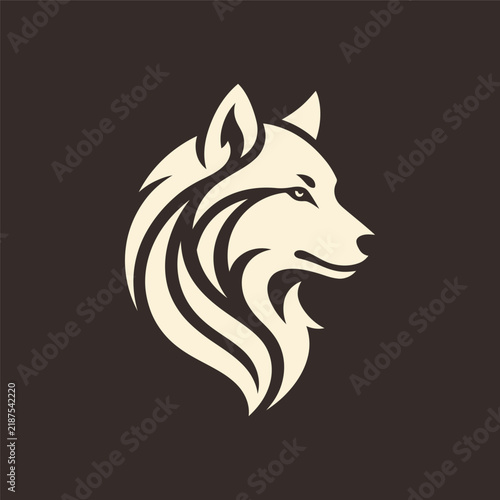 Wolf head logo vector minimalist mascot in profile silhouette