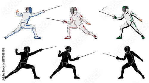 Foto Professional vector collection featuring different styles of fencing athletes an