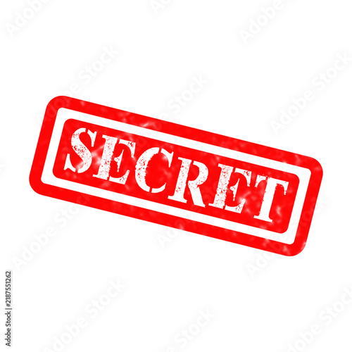 Konstfotografi Red rectangular rubber stamp with the word secret written in capital letters and