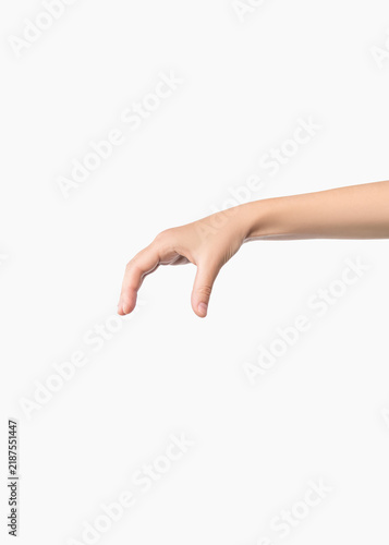 Obraz na płótnie Hand Making Pinching Gesture Against Plain Background