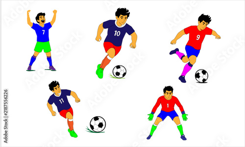 5 Football Player redy to Play Cartoon vector art