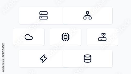 Edge Computing Network Node Low Latency Distributed 7 Vector Icon Set Isolated Background