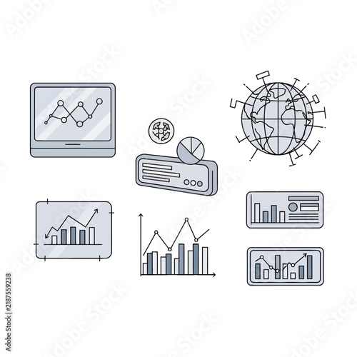 Set of Flat Business Data Analysis and Financial Reporting Icons