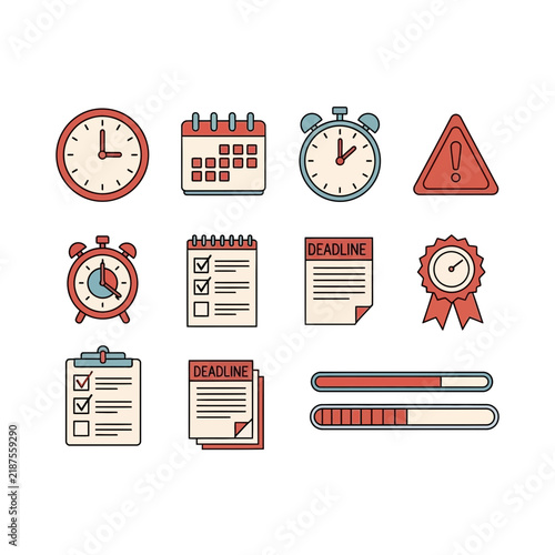 Set of Time Management and Deadline Icons