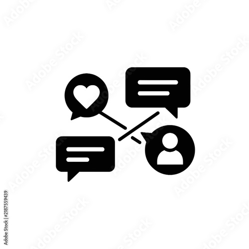 Social Media Interaction Black Glyph Icon Isolated on Transparent Background